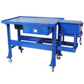 Premium Tear Down Table and 3.5 Gallon Mobile Part Washer, Cabinet Parts Washer with 110v Pump, Drawer and Drain Tray, Blue Color