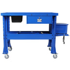 Premium Tear Down Table and 3.5 Gallon Mobile Part Washer, Cabinet Parts Washer with 110v Pump, Drawer and Drain Tray, Blue Color