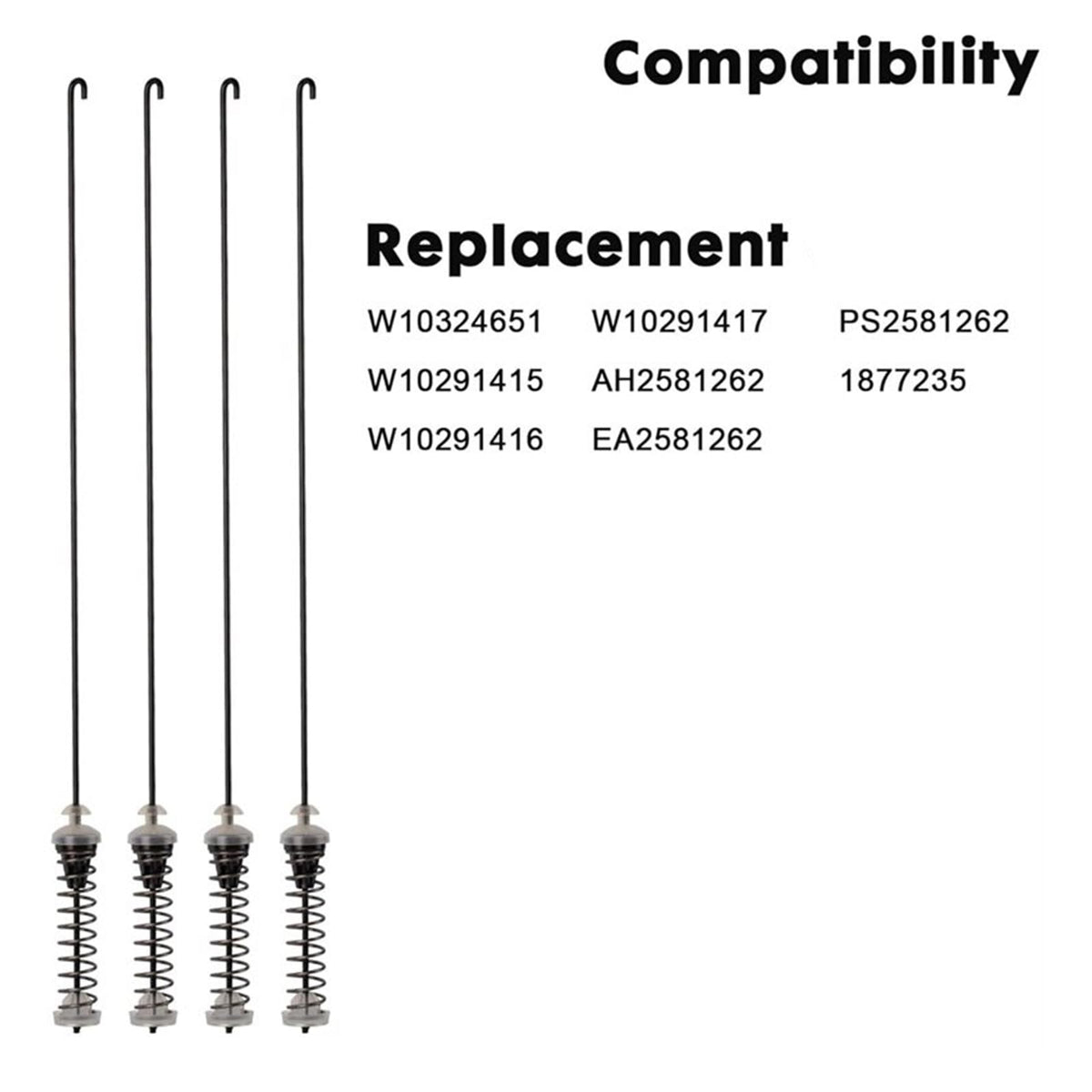 Suspension Rod Kit, Compatible with Whirlpool, W11217817
