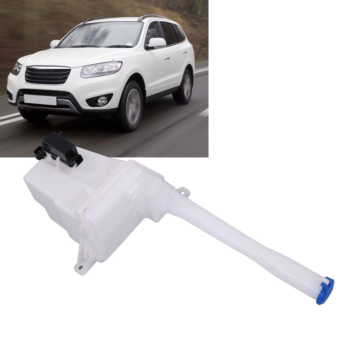 Washer Reservoir with Cap Motor Sensor Hose HY1288122 Replacemnt for Santa Fe GL Premium 2011-2012