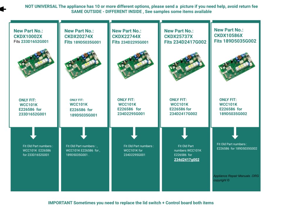 WH12X10586 CKD10586 X compatible with GE Washer/Dryer, Laundry Center Control Board Assembly fits old number WH12X10586
