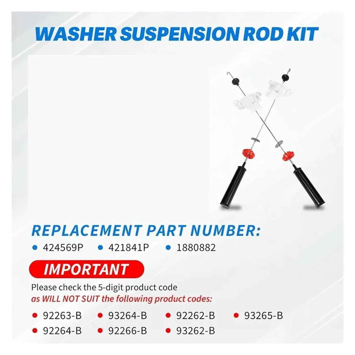 Washer Suspension Rod, Compatible with Fisher, 424569P 421841P