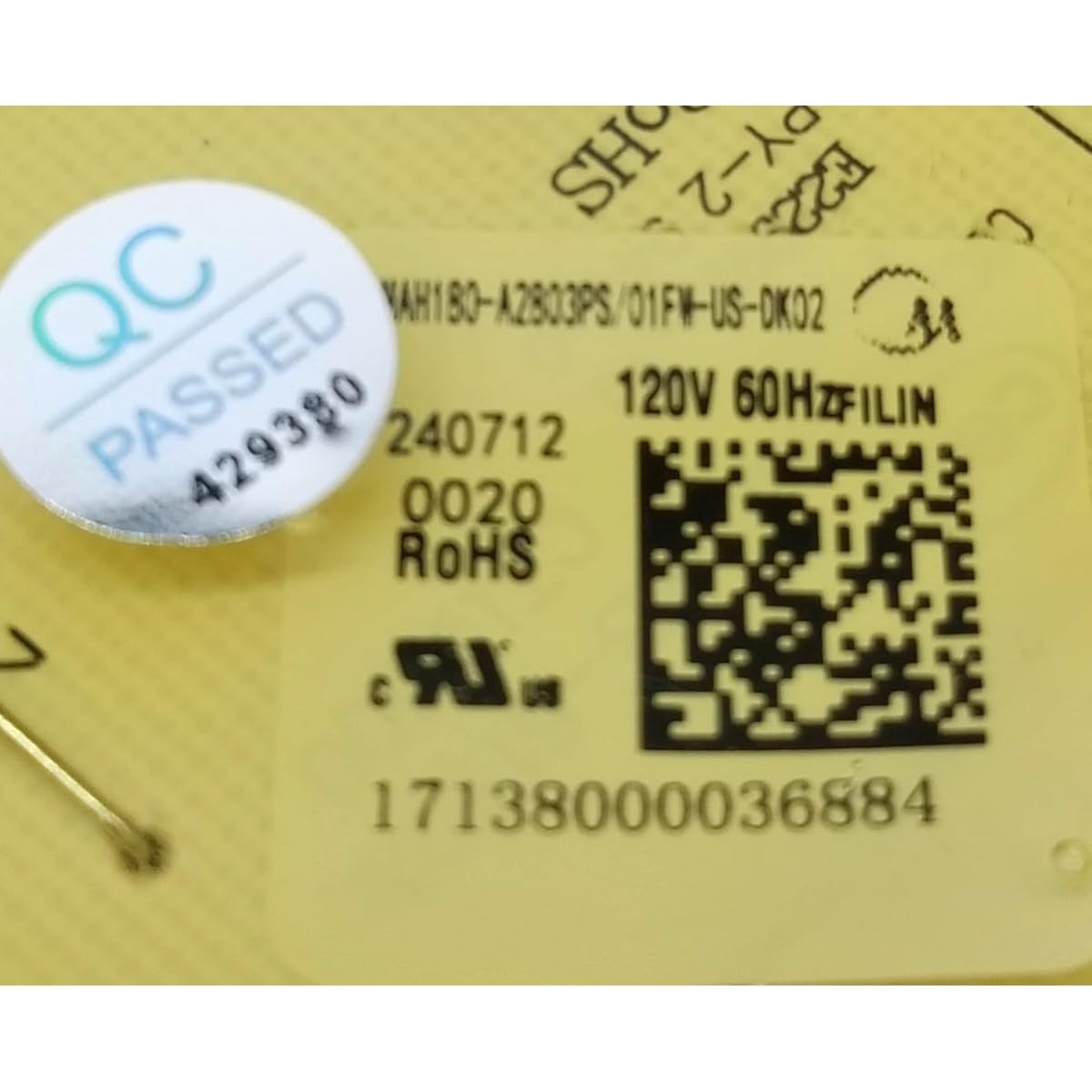 New OEM Replacement for Midea Washer Power Control 17138000036884