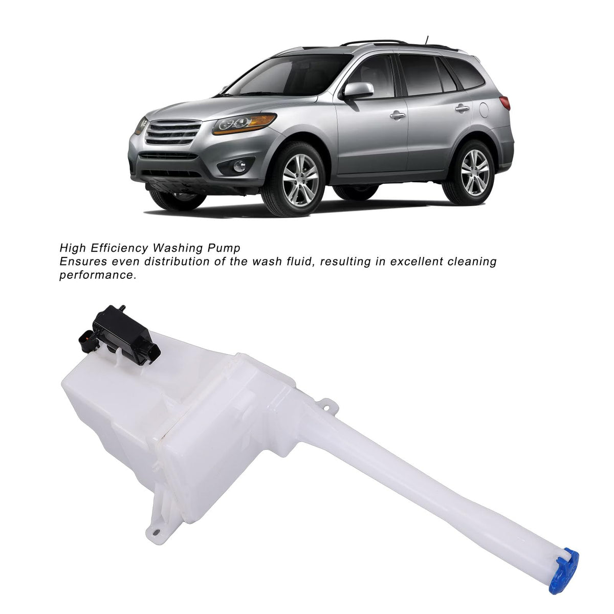 Washer Reservoir with Cap Motor Sensor Hose HY1288122 Replacemnt for Santa Fe GL Premium 2011-2012