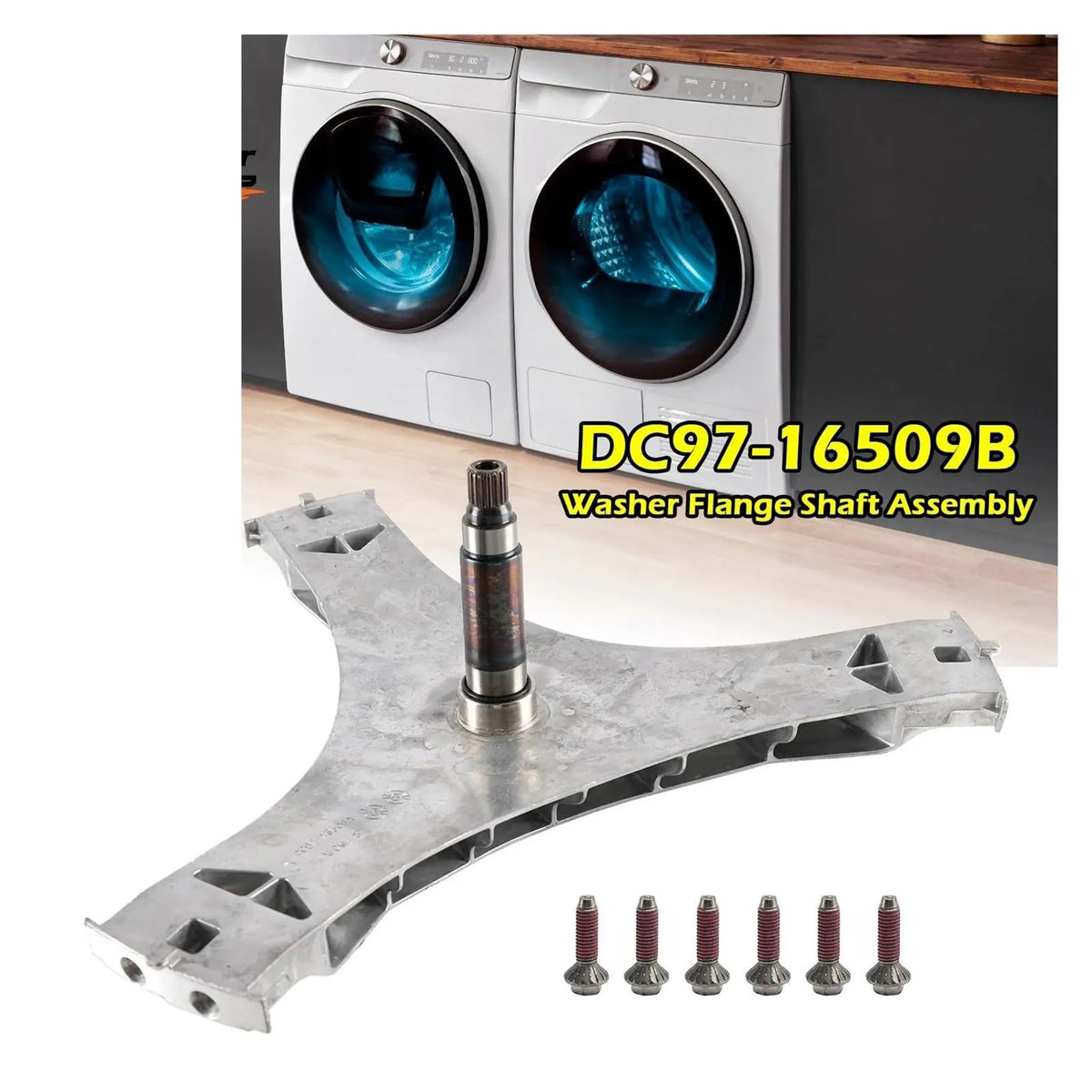 Washer Flange Shaft Assembly | Compatible With Samsung DC97-16509B DC60-40137A DC69-00804A