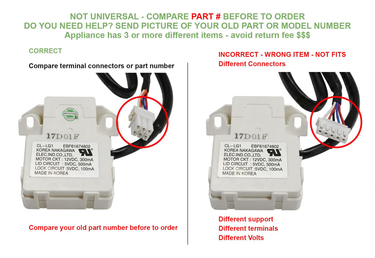 AP6801184 EAP12589839 EAP3533615 CKD674802X compatible with Kenmore/Sears Lg Washer Lid Switch And Lock Assembly fits old number AP6801184 EAP12589839 EAP3533615