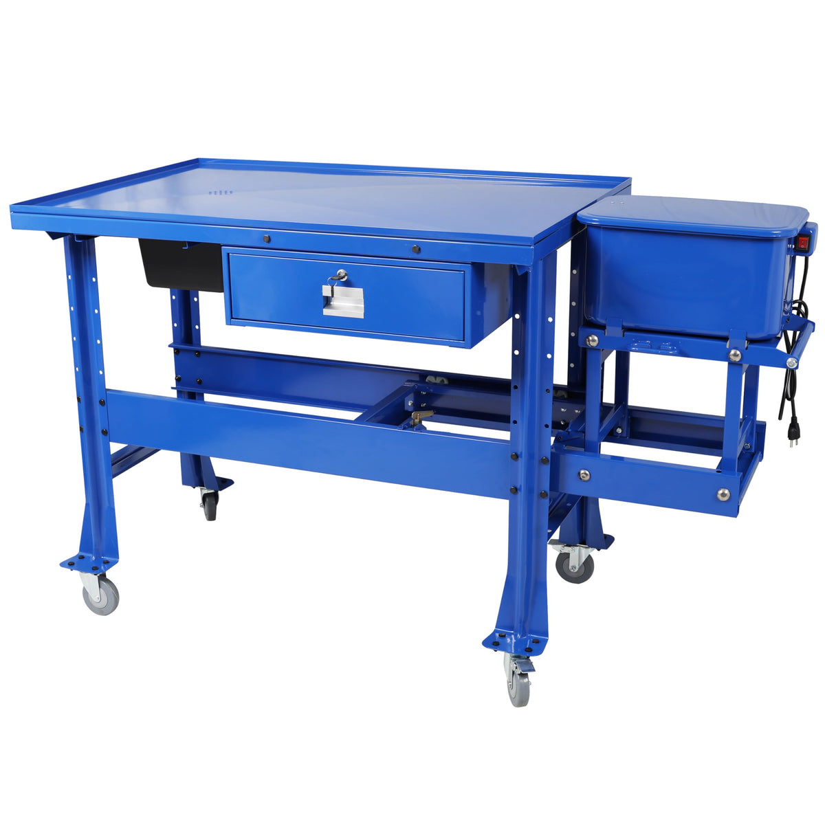 ZenithX 3.5Gallon Mobile Parts Washer with Premium Tear Down Table, 110V Pump, Cabinet Design, Drawer & Drain Tray, Blue