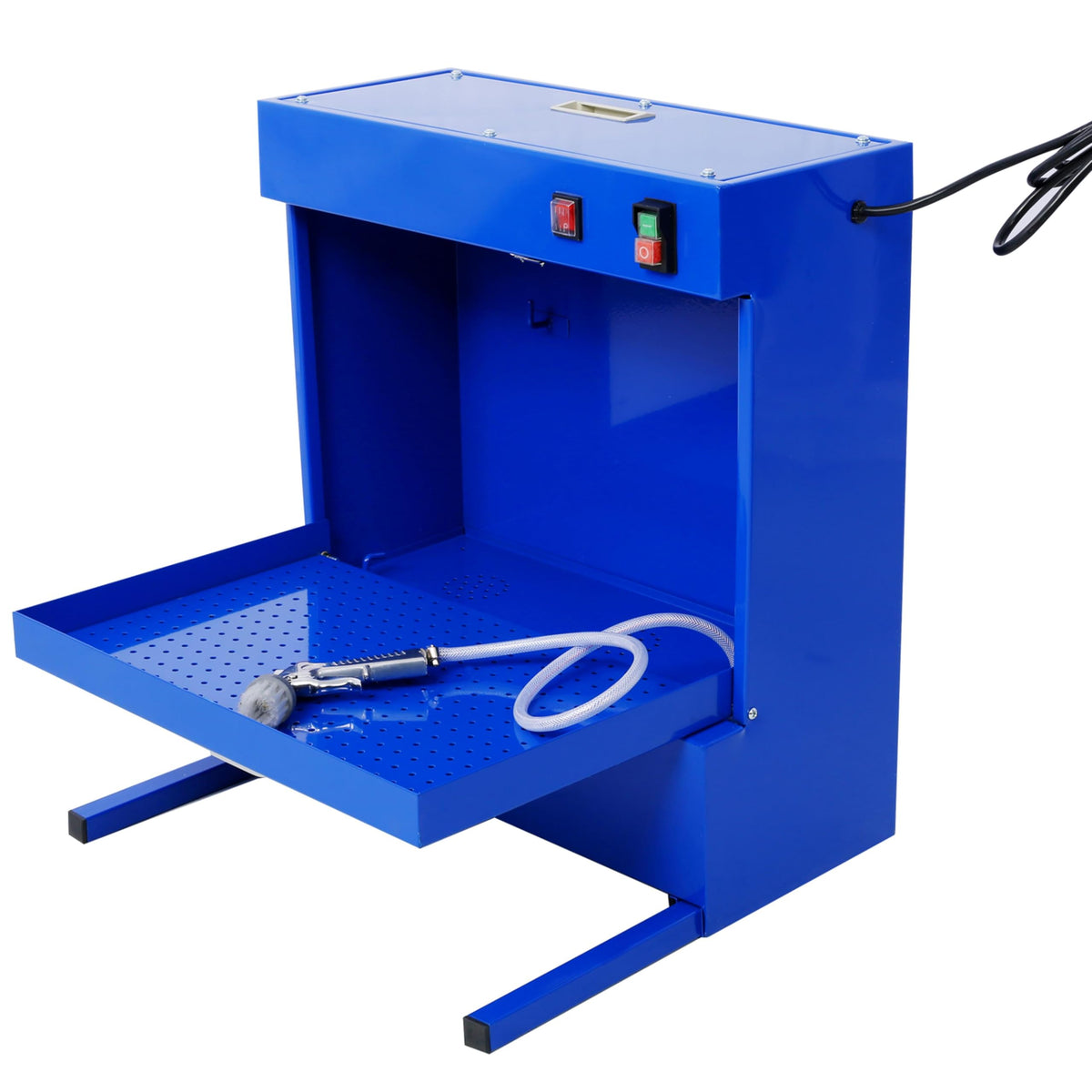 Micro Wall-Mounted Cleaner with 14L Tank Capacity Bench Part Cleaner Heavy-Duty Steel Construction and Flexible Cleaning Hose Head Blue