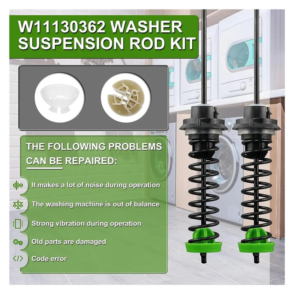 Washer Suspension Rod W11130362 Spring Damper,Compatible For Whirlpool