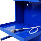 Micro Wall-Mounted Cleaner with 14L Tank Capacity Bench Part Cleaner Heavy-Duty Steel Construction and Flexible Cleaning Hose Head Blue