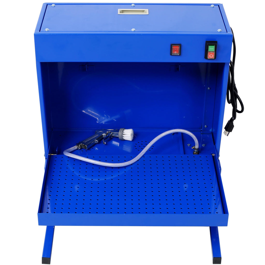 Micro Wall-Mounted Cleaner with 14L Tank Capacity Bench Part Cleaner Heavy-Duty Steel Construction and Flexible Cleaning Hose Head Blue
