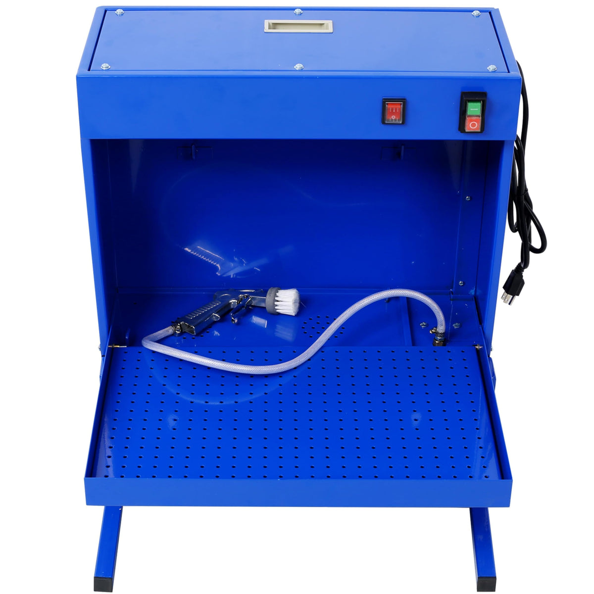 Micro Wall-Mounted Cleaner with 14L Tank Capacity Bench Part Cleaner Heavy-Duty Steel Construction and Flexible Cleaning Hose Head Blue