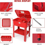 20-Gallon Parts Washer with 110V Pump, Compact Steel Construction, Rust-Resistant Powder Coated Finish, Ideal for Small Parts Cleaning