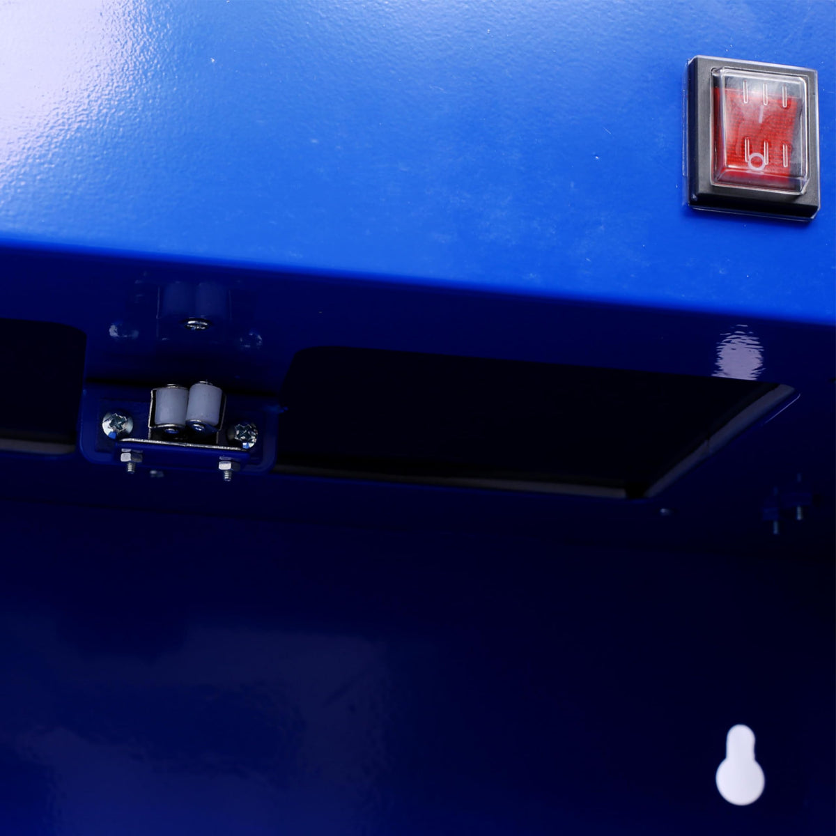 Micro Wall-Mounted Cleaner with 14L Tank Capacity Bench Part Cleaner Heavy-Duty Steel Construction and Flexible Cleaning Hose Head Blue