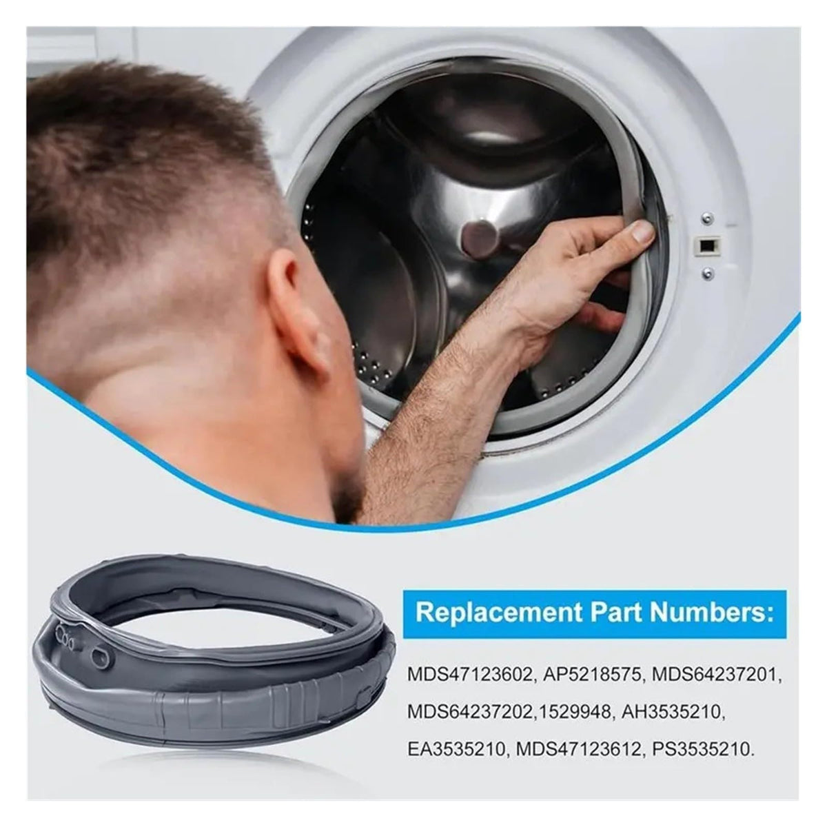 Washing Machine Door Boot Seal MDS47123602 MDS64237201,Compatible For Kenmore,Replacement Rubber Washer Gasket For WM3050CW WM3570HWA replace