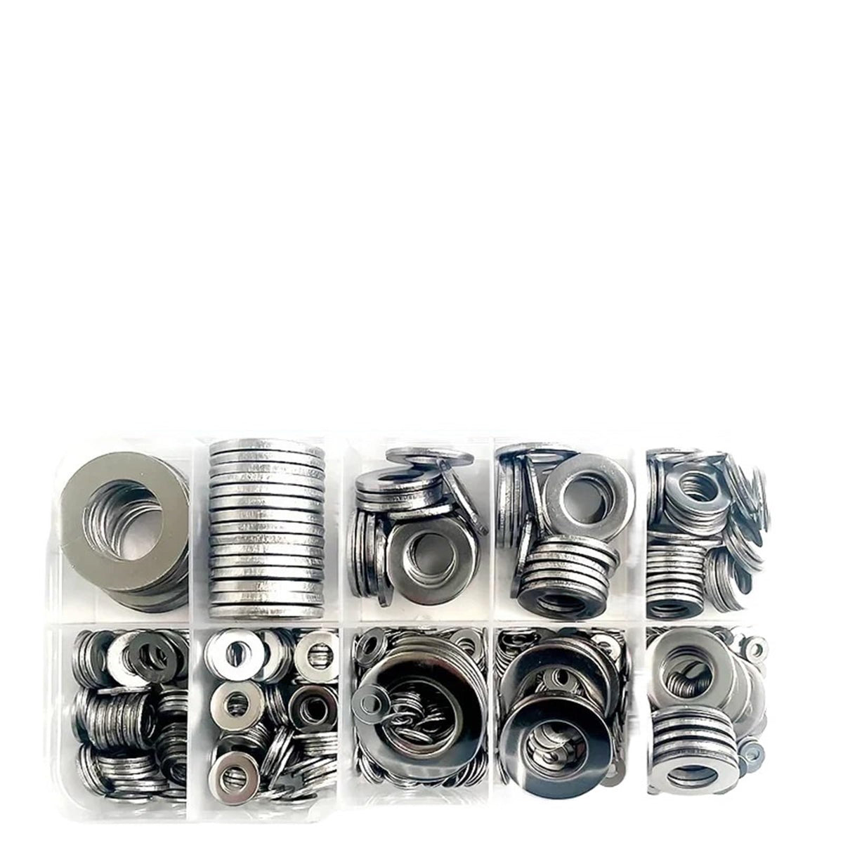 580Pcs/Box M2 M3 M5 M6 M8 M10 M12 Stainless Steel Ultra Thin Flat Washer Adjusting Shim Plain Gasket Assortment Kit Box DIN988(5 BOXES)