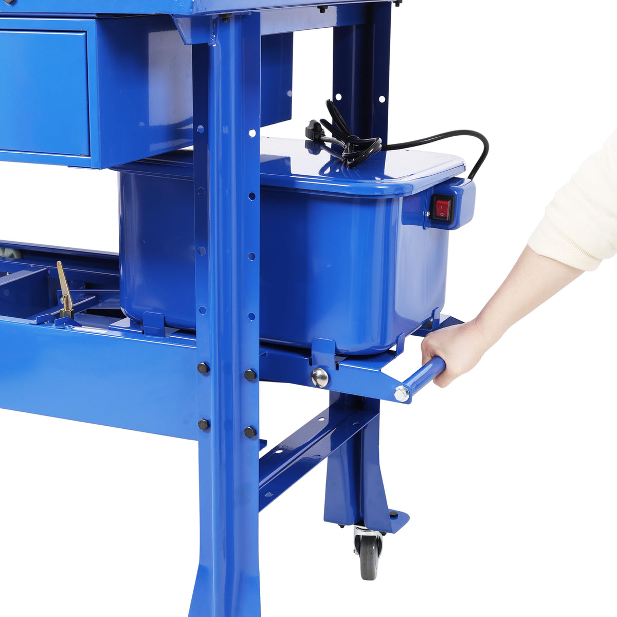 ZenithX 3.5Gallon Mobile Parts Washer with Premium Tear Down Table, 110V Pump, Cabinet Design, Drawer & Drain Tray, Blue